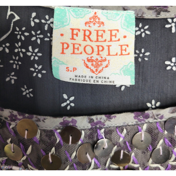 Free People Halter Boho Top Womens S Black Lucy Loves Charlie Black Embellished - Picture 3 of 13